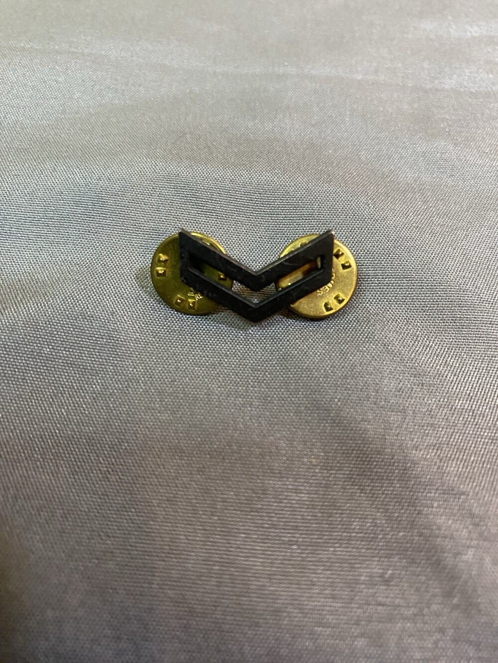 U.S. Army Corporal CPL E-4Rank Subdued Black Collar Hat Insignia Pin